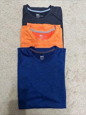 SAXX set of 3 Striped Athletic Short-Sleeve Tee